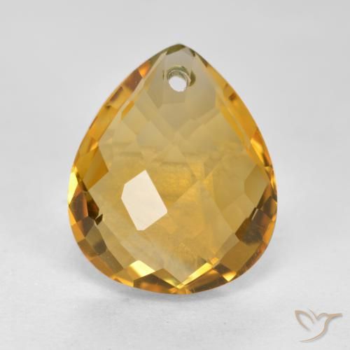 3.83ct Натуральный Темно-золотой апельсин Цитрин, Форма груши, VVS-VS