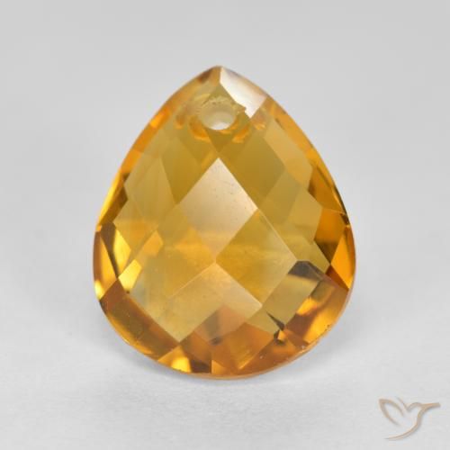 3.81ct Натуральный Темно-золотой апельсин Цитрин, Форма груши, VVS-VS
