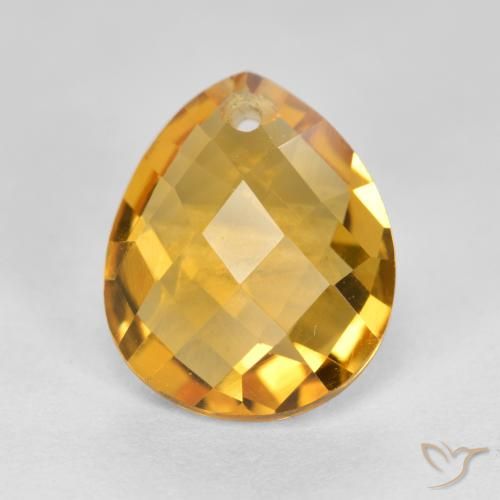 3.82ct Натуральный Оранжево-золотой Цитрин, Форма груши, VVS-VS
