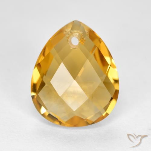 3.73ct Натуральный Средне-темный золотистый Цитрин, Форма груши, VVS-VS