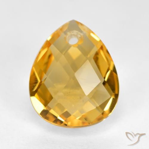 3.69ct Натуральный Темно-золотой апельсин Цитрин, Форма груши, VVS-VS