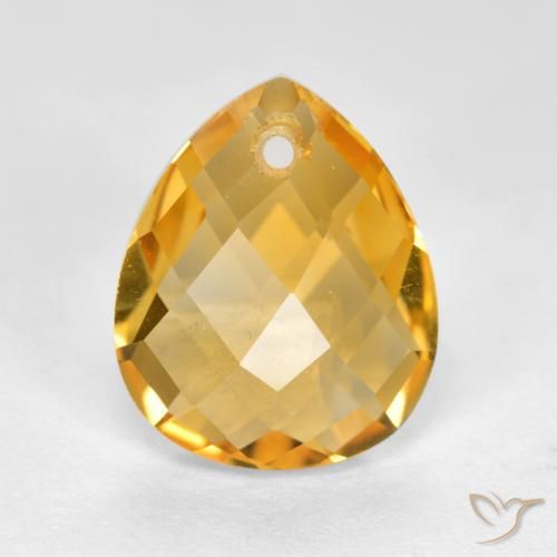 3.63ct Натуральный Темно-золотой апельсин Цитрин, Форма груши, VVS-VS