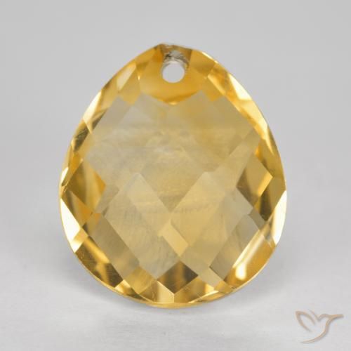 3.80ct Натуральный Средне-темный золотистый Цитрин, Форма груши, VVS-VS