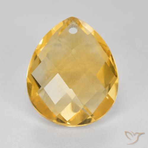 3.80ct Натуральный Средне-темный золотистый Цитрин, Форма груши, VVS-VS