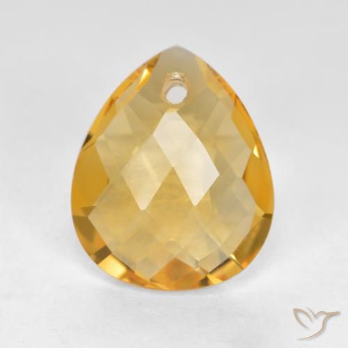 3.17ct Натуральный Средне-темный золотистый Цитрин, Форма груши, VVS-VS