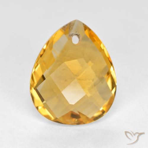 3.50ct Натуральный Темно-золотой Цитрин, Форма груши, VVS-VS