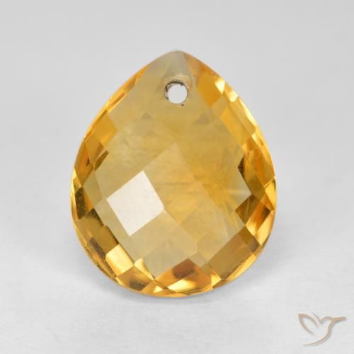 3.88ct Натуральный Темно-золотой апельсин Цитрин, Форма груши, VVS-VS