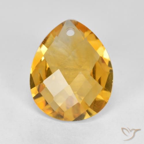 3.26ct Натуральный Оранжево-золотой Цитрин, Форма груши, VVS-VS