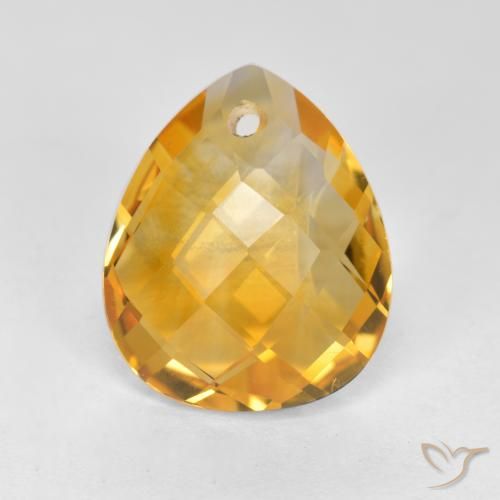 3.56ct Натуральный Темно-золотой апельсин Цитрин, Форма груши, VVS-VS