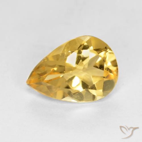 1.62ct Натуральный Золотисто-оранжевый Цитрин, Форма груши, VVS-VS