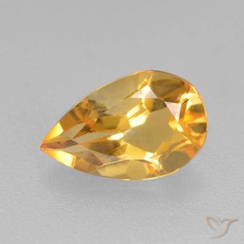 0.77ct Натуральный Средне-темный золотистый Цитрин, Форма груши, Чистота VS