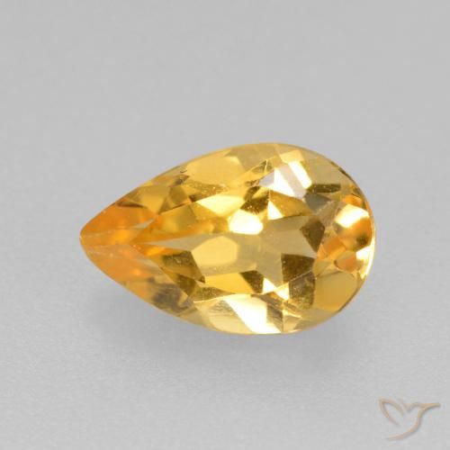 0.77ct Натуральный Средне-темный золотистый Цитрин, Форма груши, Чистота VS
