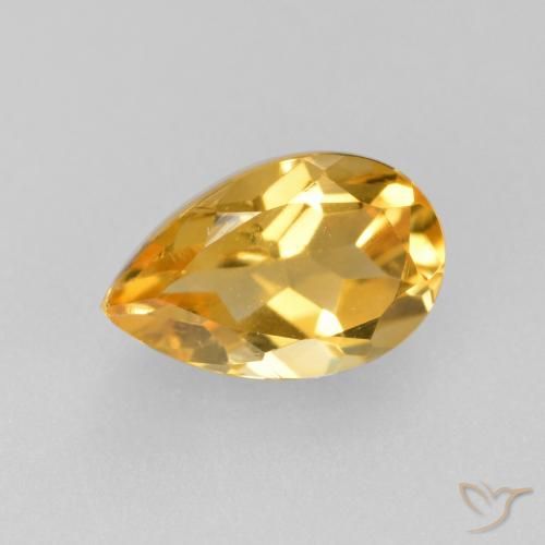 0.87ct Натуральный Темно-золотой Цитрин, Форма груши, Чистота VS