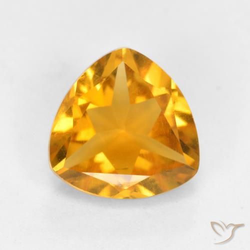 1.09ct Натуральный Оранжево-золотой Цитрин, Триллион, Чистота VS