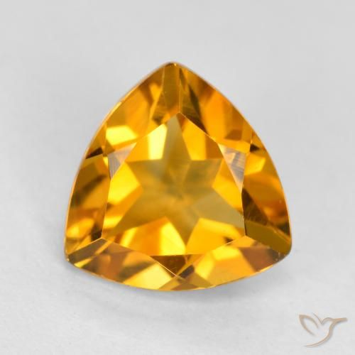 1.16ct Натуральный Глубокий оранжево-золотой Цитрин, Триллион, VVS-VS