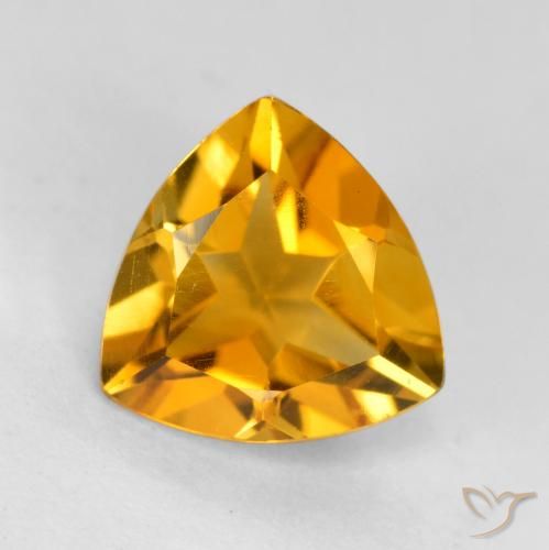 1.11ct Натуральный Темно-оранжево-золотой Цитрин, Триллион, VVS-VS
