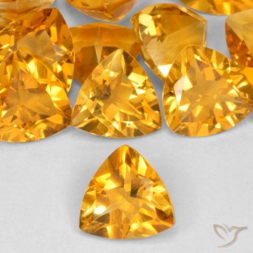 1.00ct Натуральный Глубокий оранжево-золотой Цитрин, Триллион, VVS-VS