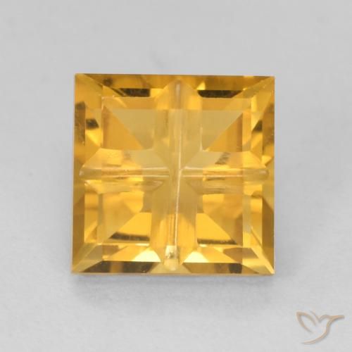 1.67ct Натуральный Темно-золотой Цитрин, Квадрат, Чистота VS