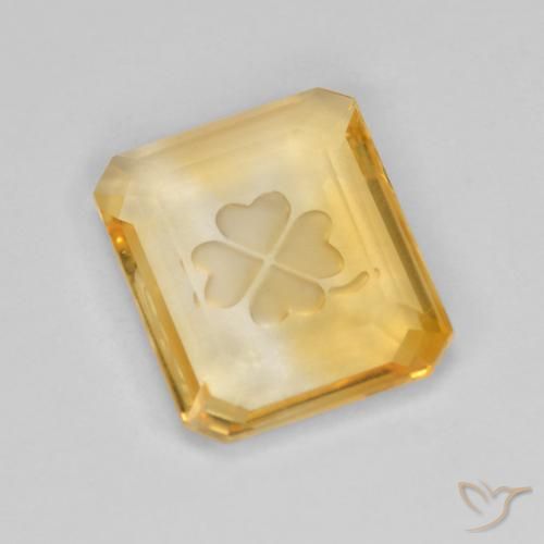 3.40ct Натуральный Золотой Цитрин, Изумрудная огранка, Прозрачный