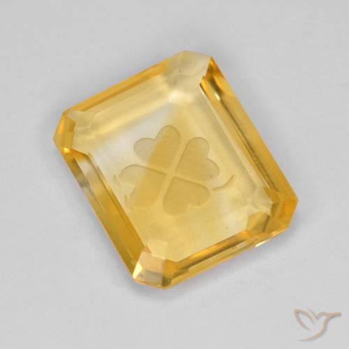 3.20ct Натуральный Яркое золото Цитрин, Изумрудная огранка, Прозрачный