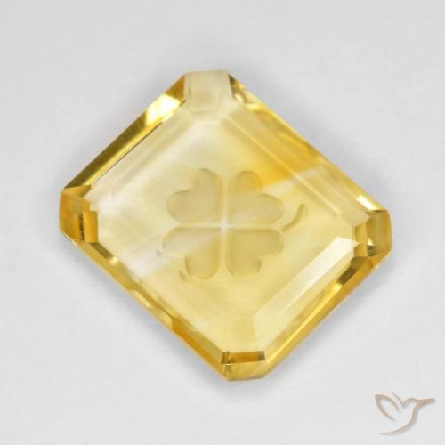 3.39ct Натуральный Золотой Цитрин, Изумрудная огранка, Прозрачный