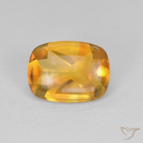 1.33ct Натуральный Оранжево-золотой Цитрин, Подушка, Прозрачный