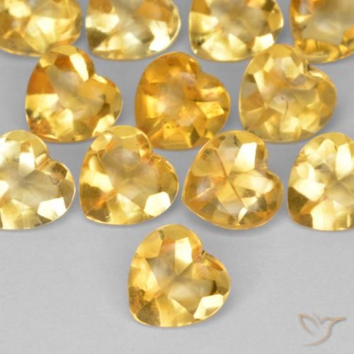 0.77ct Натуральный Темно-золотой апельсин Цитрин, Сердце, Прозрачный