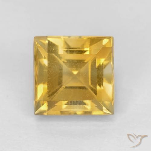 1.40ct Натуральный Золотой Цитрин, Квадрат, VVS-VS