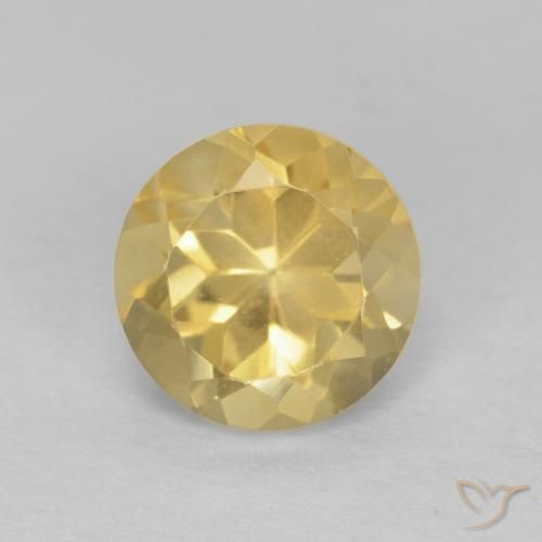 1.36ct Натуральный Светло-желтый Цитрин, Круглый, VVS-VS