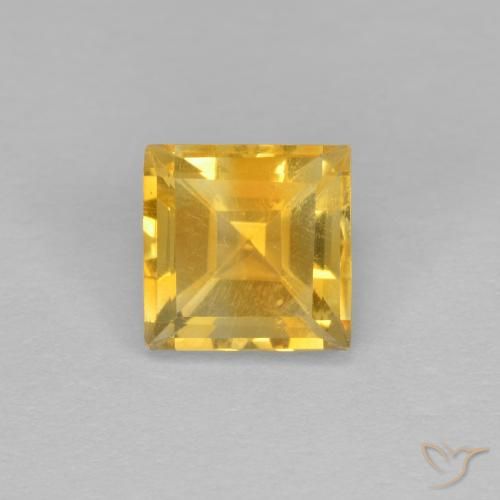 1.28ct Натуральный Золотой Цитрин, Квадрат, VVS-VS
