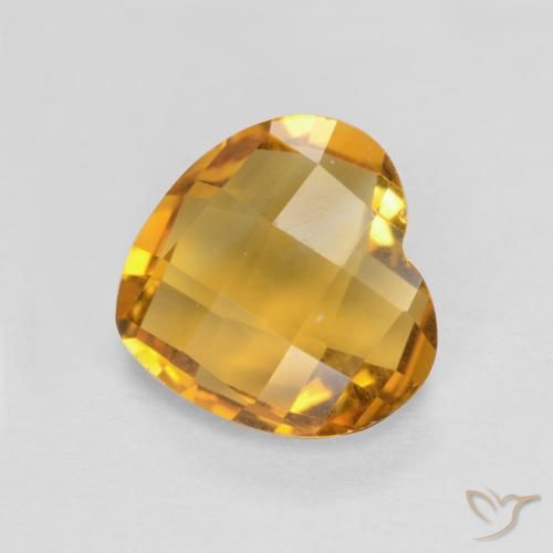 1.57ct Натуральный Темно-золотой Цитрин, Сердце, VVS-VS