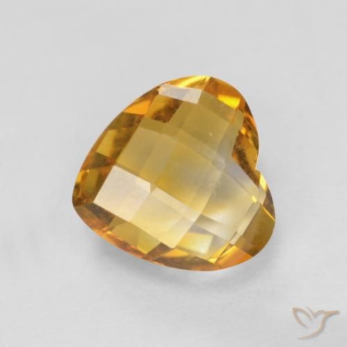1.65ct Натуральный Темно-золотой апельсин Цитрин, Сердце, Чистота VVS