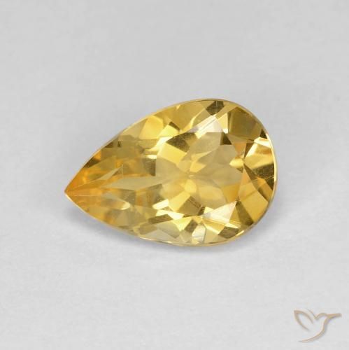 1.64ct Натуральный Средний золотой Цитрин, Форма груши, Чистота VVS