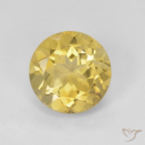 1.89ct Натуральный Горчично-желтый Цитрин, Круглый, Чистота VVS