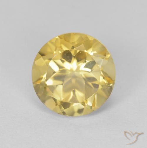 1.96ct Натуральный Очень светлый золотисто-коричневый Цитрин, Круглый, Чистота VVS