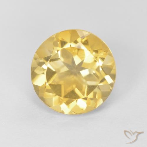 2.05ct Натуральный Светло-золотисто-желтый Цитрин, Круглый, Чистота VVS