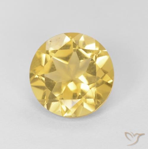 1.69ct Натуральный Светло-золотисто-желтый Цитрин, Круглый, Чистота VVS