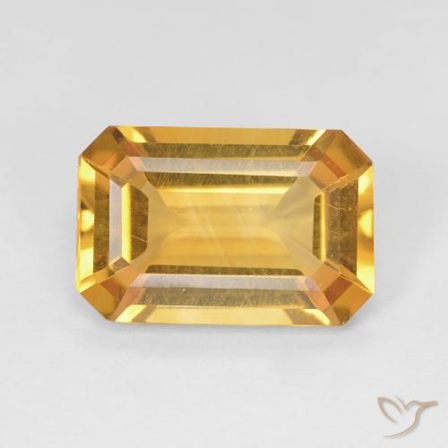3.36ct Натуральный Темно-золотой апельсин Цитрин, Изумрудная огранка, Чистота VS