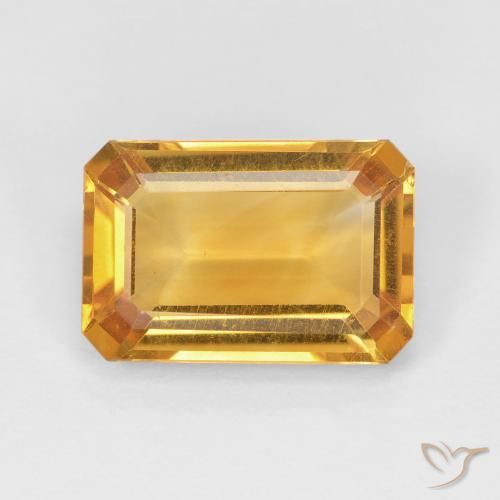 3.51ct Натуральный Темно-оранжево-золотой Цитрин, Изумрудная огранка, VVS-VS