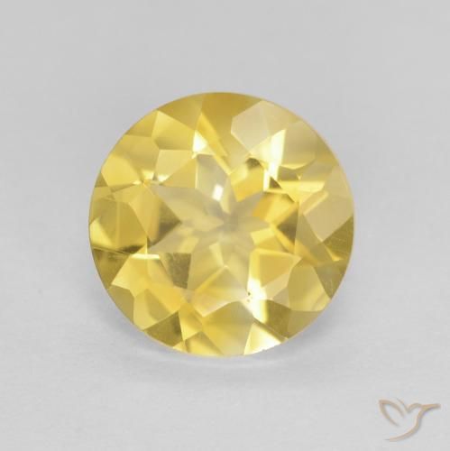 1.60ct Натуральный Средний желтый Цитрин, Круглый, Чистота VVS