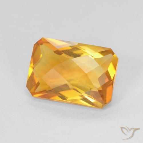 2.52ct Натуральный Оранжево-золотой Цитрин, Изумрудная огранка, Чистота VVS