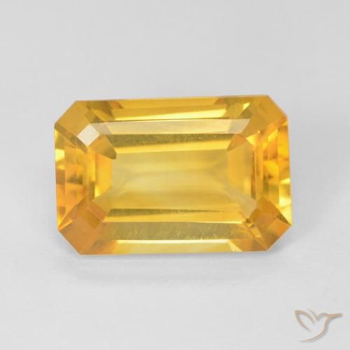 3.91ct Натуральный Золотой Цитрин, Изумрудная огранка, Чистота VVS