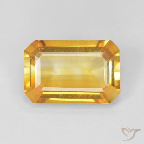 3.37ct Натуральный Золотой Цитрин, Изумрудная огранка, Чистота VVS