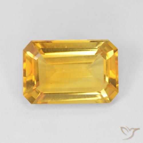 3.81ct Натуральный Золотой Цитрин, Изумрудная огранка, Чистота VVS
