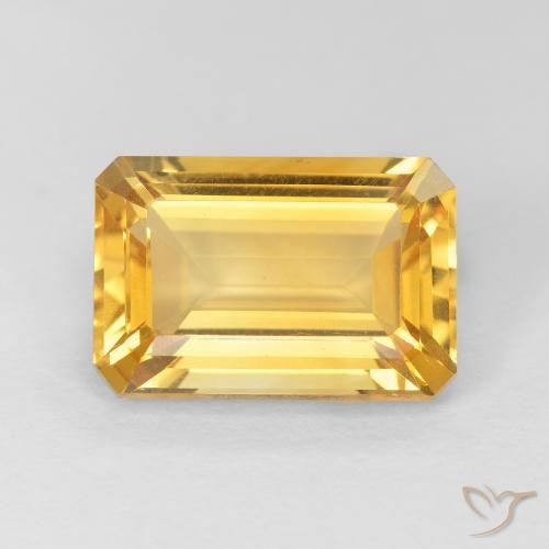 4.10ct Натуральный Яркое золото Цитрин, Изумрудная огранка, Чистота VVS