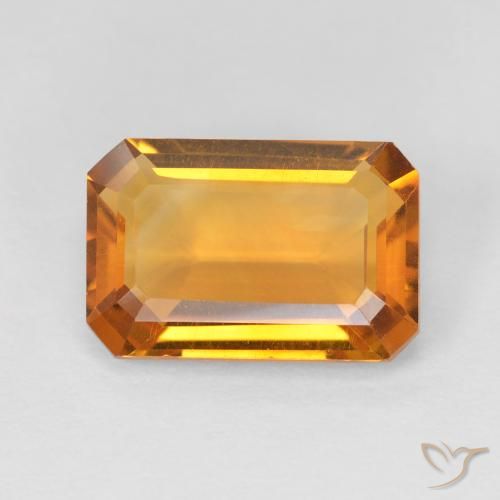 3.50ct Натуральный Золотой Цитрин, Изумрудная огранка, Чистота VVS
