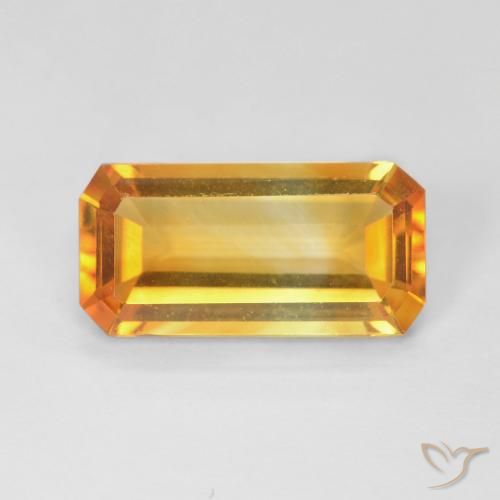 3.41ct Натуральный Золотой Цитрин, Изумрудная огранка, Чистота VVS