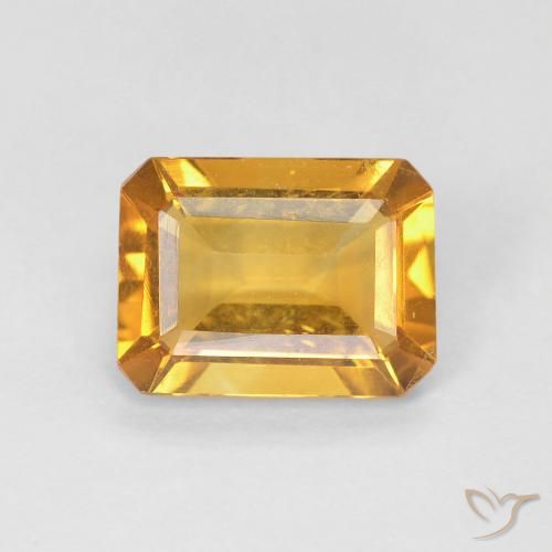 1.25ct Натуральный Темно-золотой апельсин Цитрин, Изумрудная огранка, Чистота VS