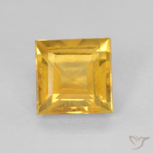 0.98ct Натуральный Золотисто-оранжевый Цитрин, Квадрат, Чистота VS