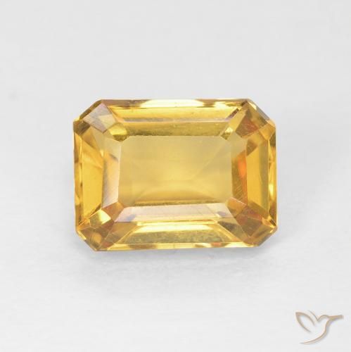 1.54ct Натуральный Золотой Цитрин, Изумрудная огранка, VVS-VS